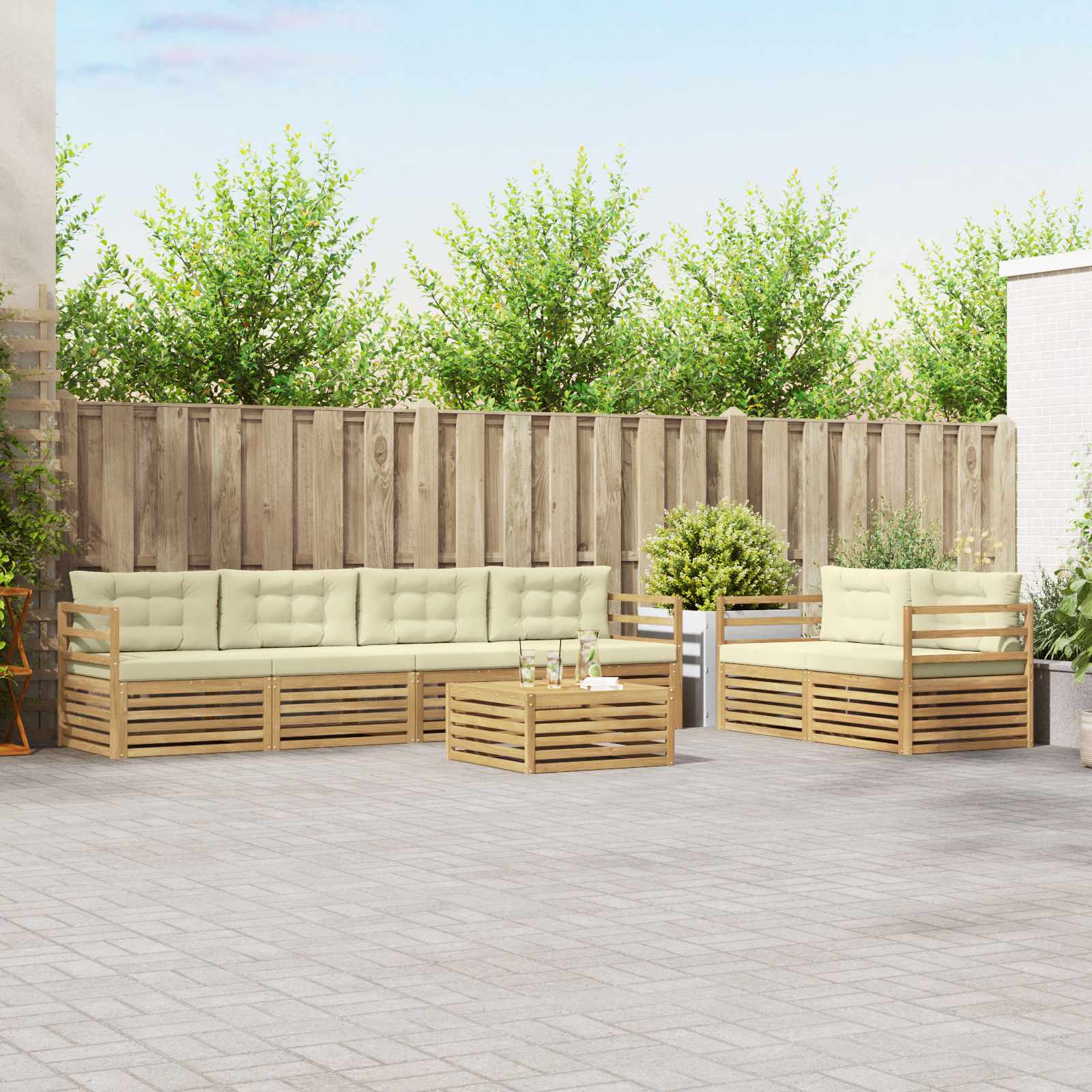 Conjunto de Sofás de Exterior 7 pçs Branco 79 x 79 x 37 cm