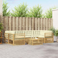 Conjunto de sofás de exterior 7 pcs Blanco y Crema Poliéster