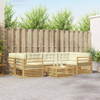 Conjunto de sofás de exterior 7 pcs Blanco y Crema Poliéster