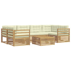 Conjunto de sofás de exterior 7 pcs Blanco y Crema Poliéster