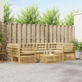 Conjunto de sofás de exterior con cojín 7 pcs y Beige Poliéster