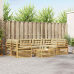 Conjunto de sofás de exterior con cojín 7 pcs y Beige Poliéster