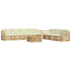 Conjunto de sofás de exterior 8 pcs Blanco y Crema