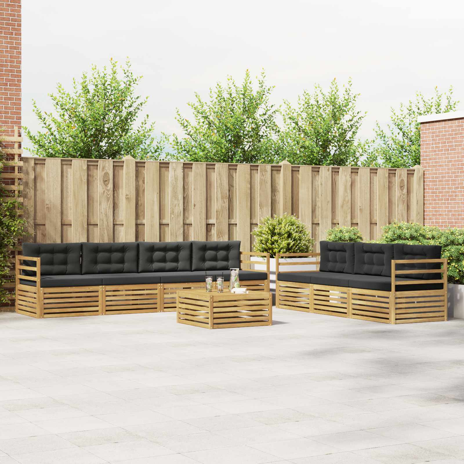 Conjunto de sofás de exterior 8 pcs Blanco y Antracita