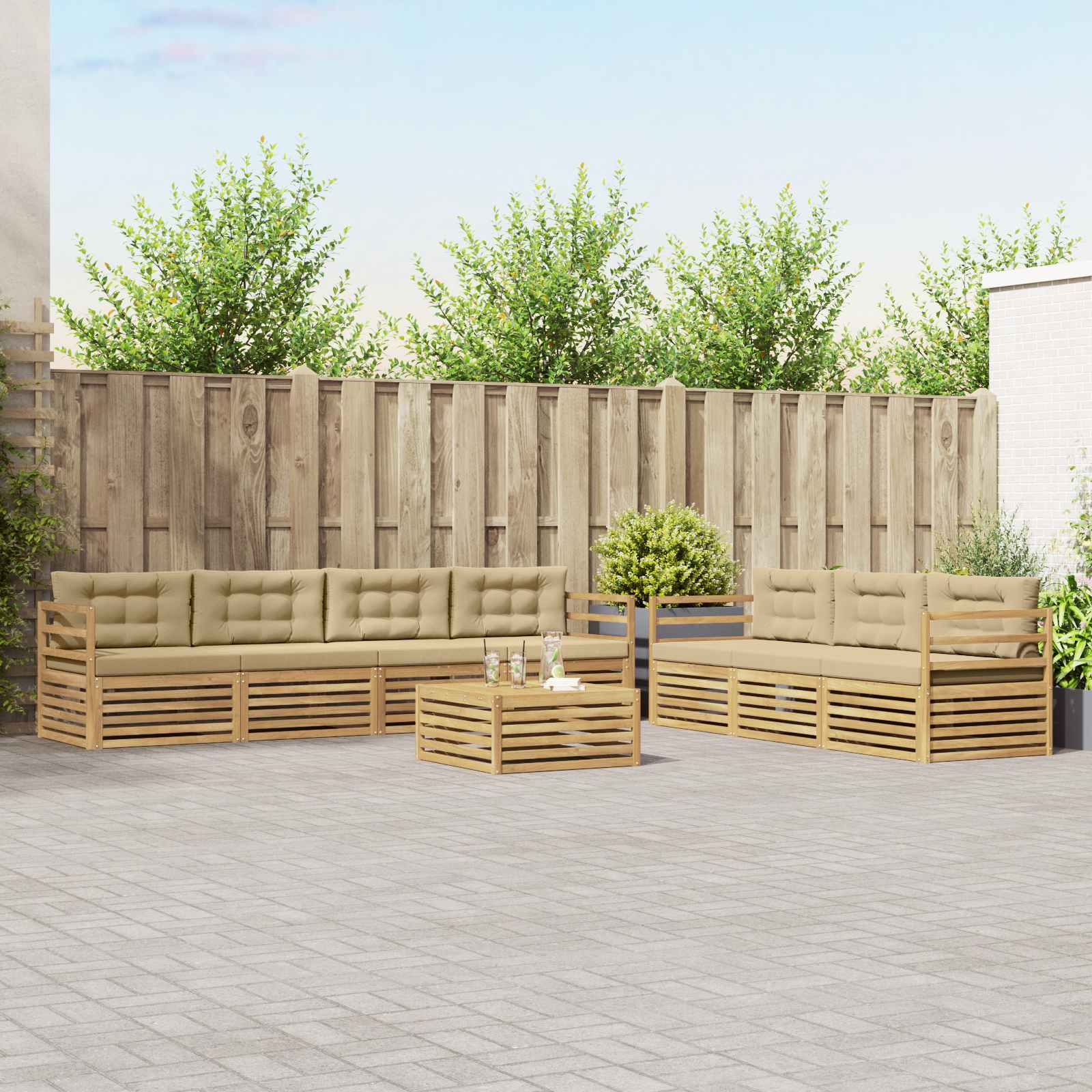 Conjunto de sofás de exterior 8 pcs y Beige 79 x 79 x 37 cm