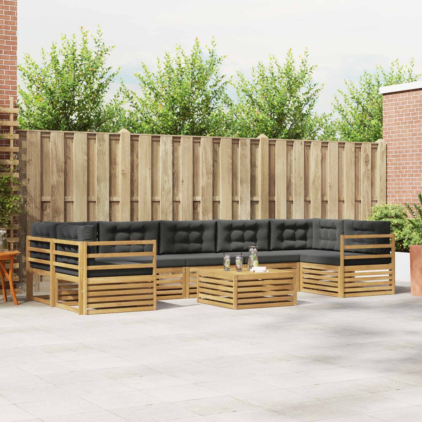 Conjunto de sofás de exterior 8 pcs Blanco y Antracita