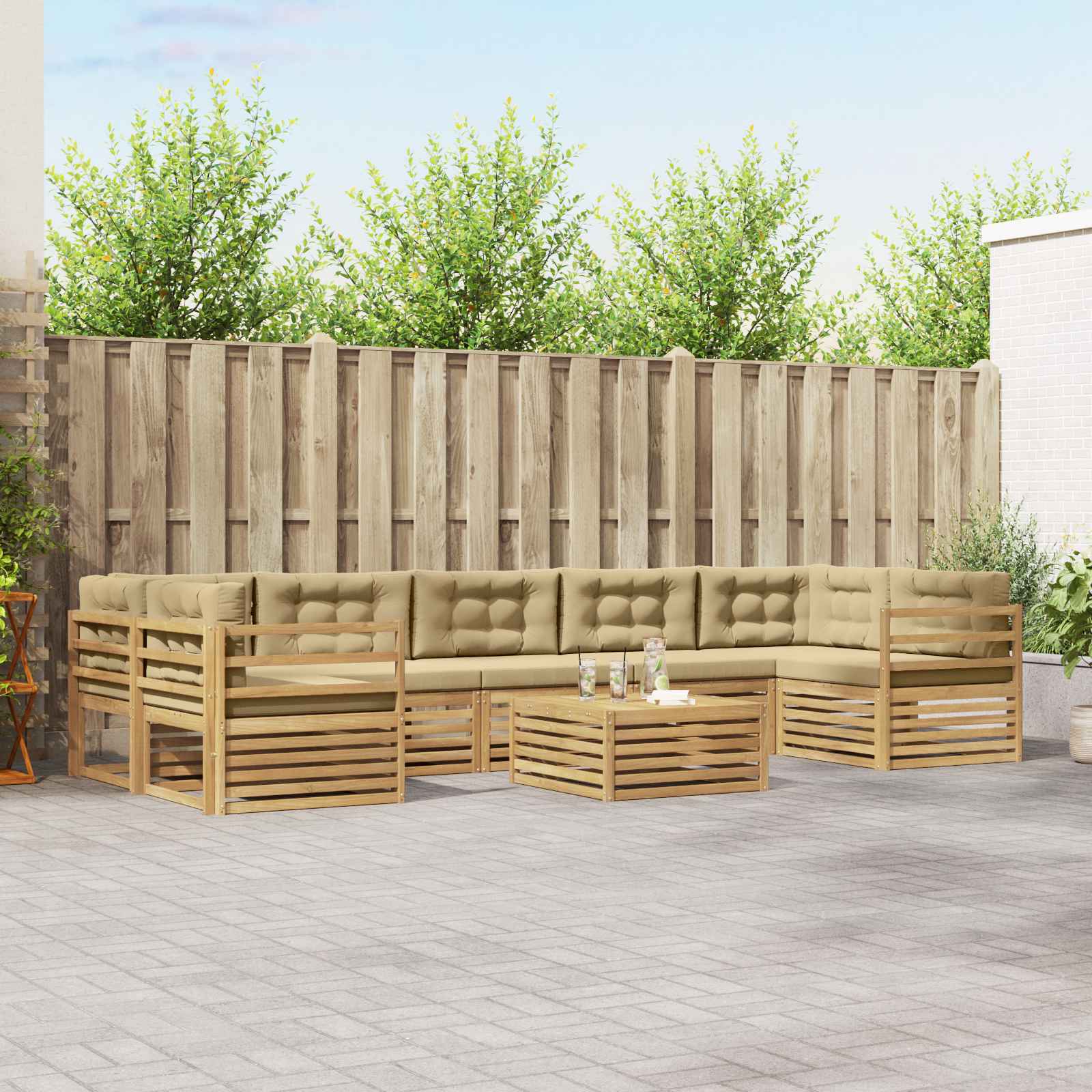 Conjunto de sofás de exterior 8 pcs Blanco y Antracita
