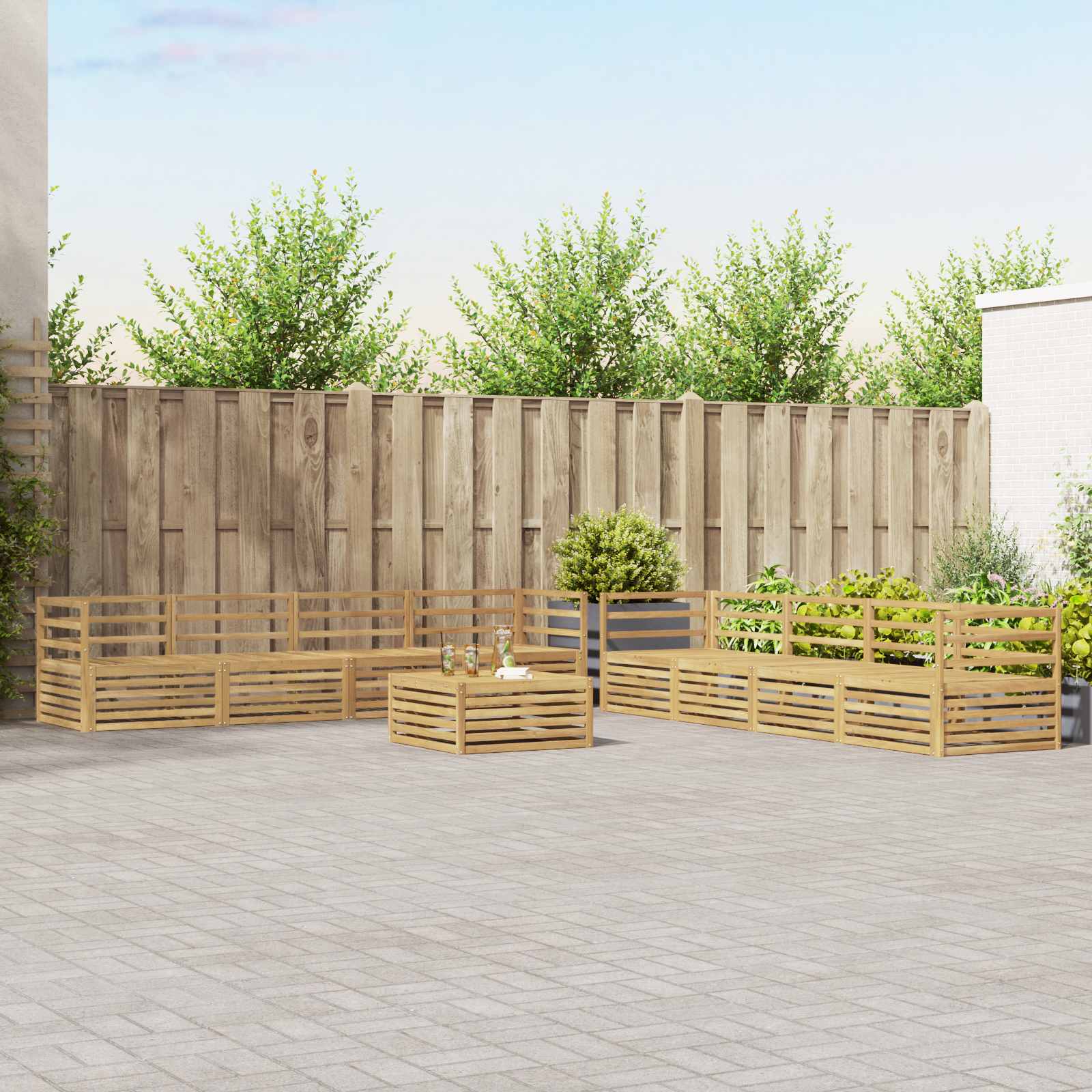 Conjunto de sofás de exterior 9 peças Branco 79 x 79 x 37 cm