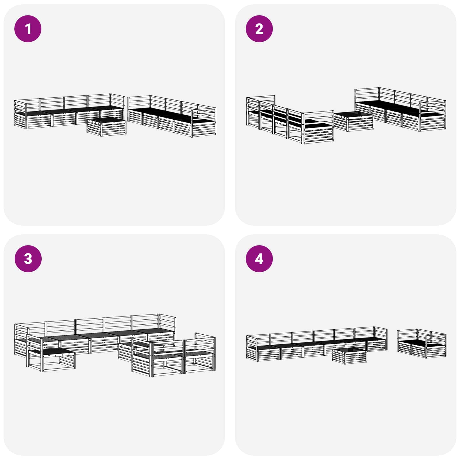 Conjunto de sofás de exterior 9 pcs Blanco 79 x 79 x 37 cm