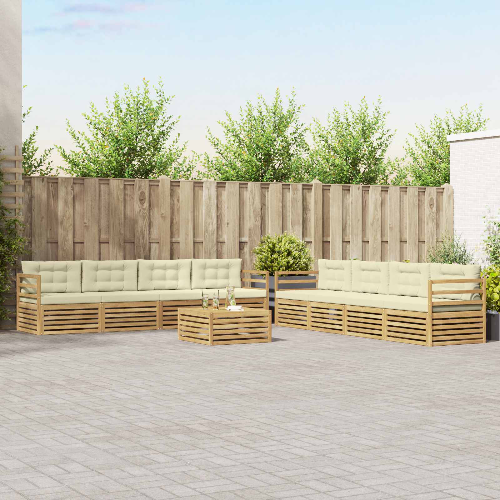 Conjunto de sofás de exterior 9 peças Branco 79 x 79 x 37 cm
