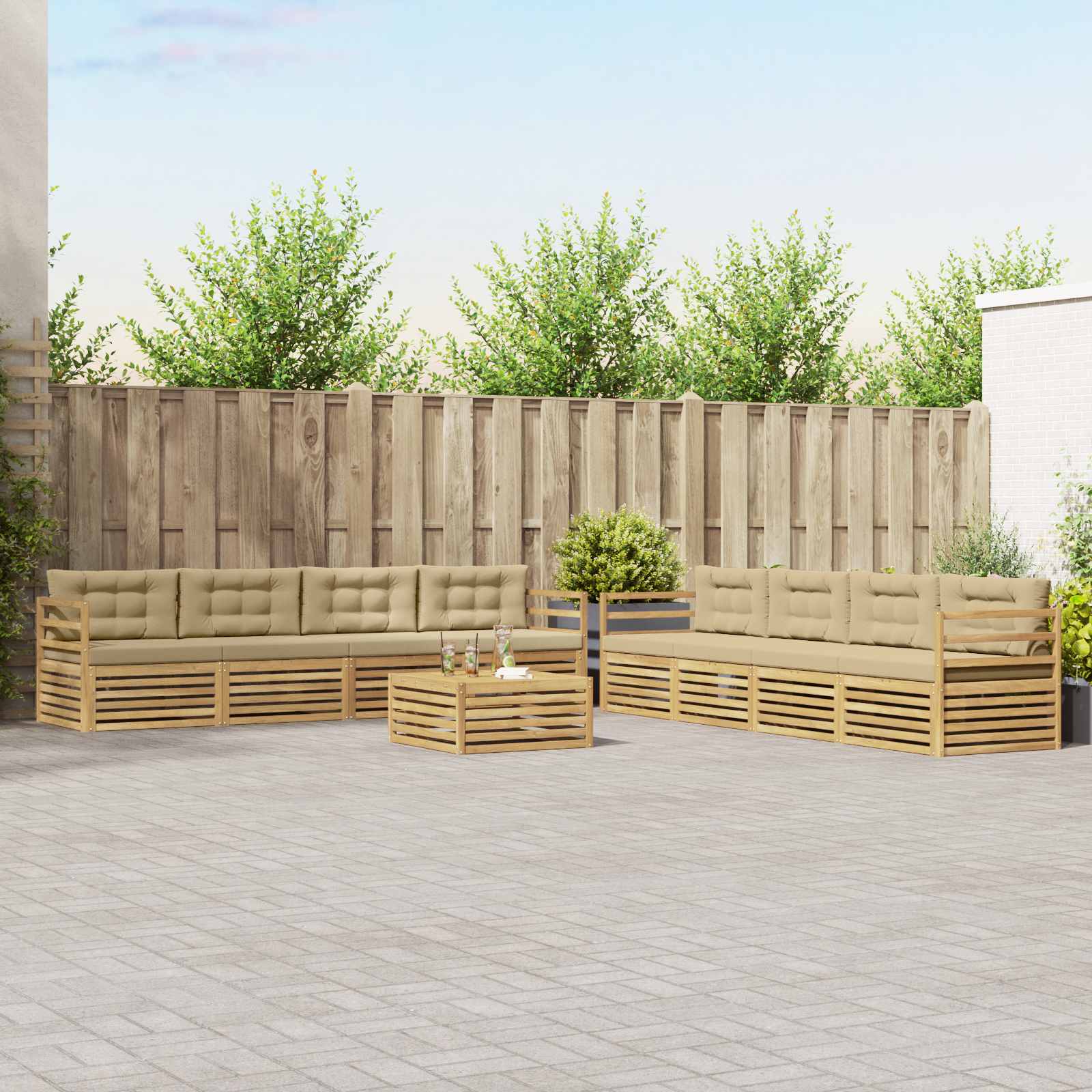 Conjunto de sofás de exterior 9 peças Branco 79 x 79 x 37 cm