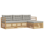 Conjunto de sofás de exterior 4 pcs Blanco y Gris Claro