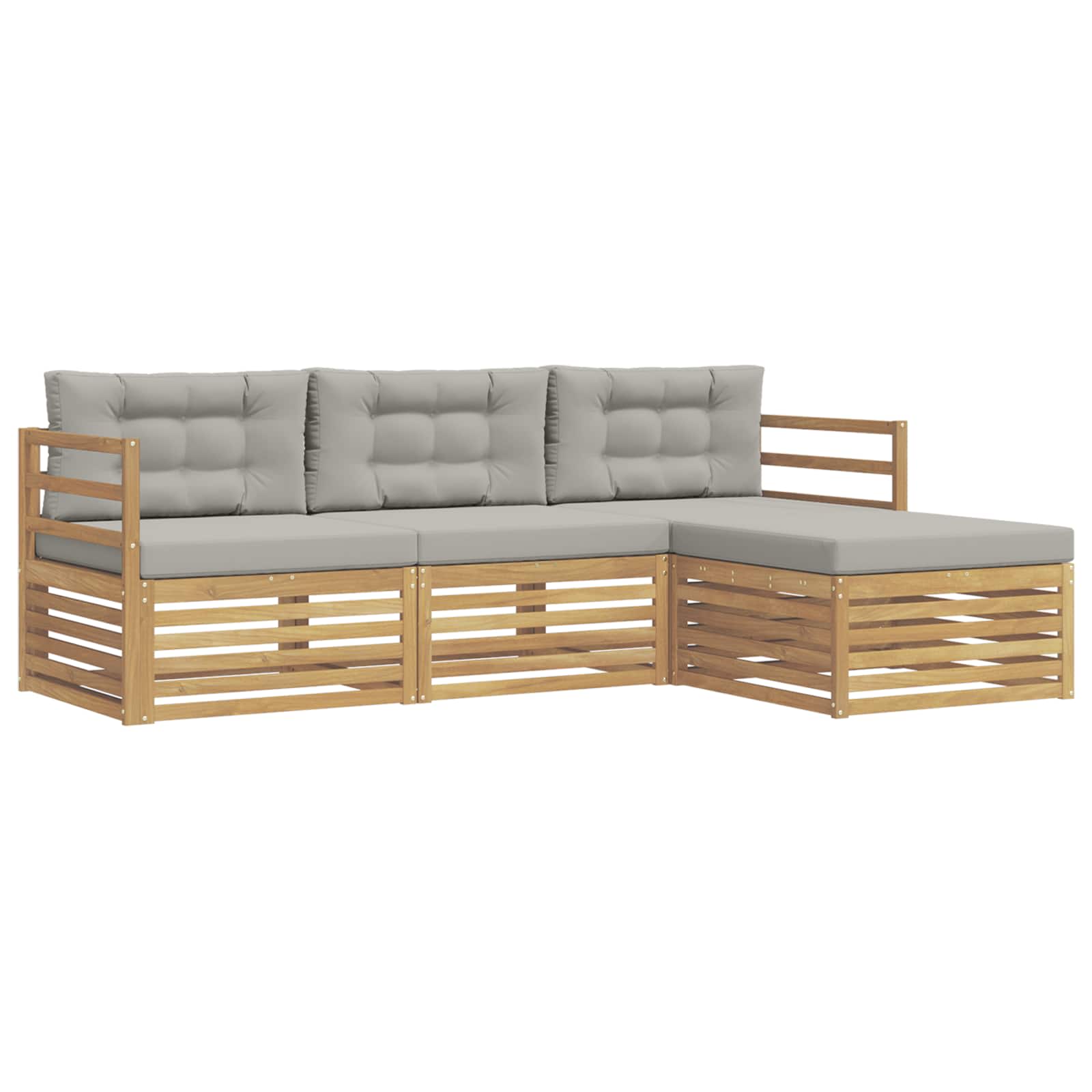 Conjunto de sofás de exterior 4 pcs Blanco y Gris Claro