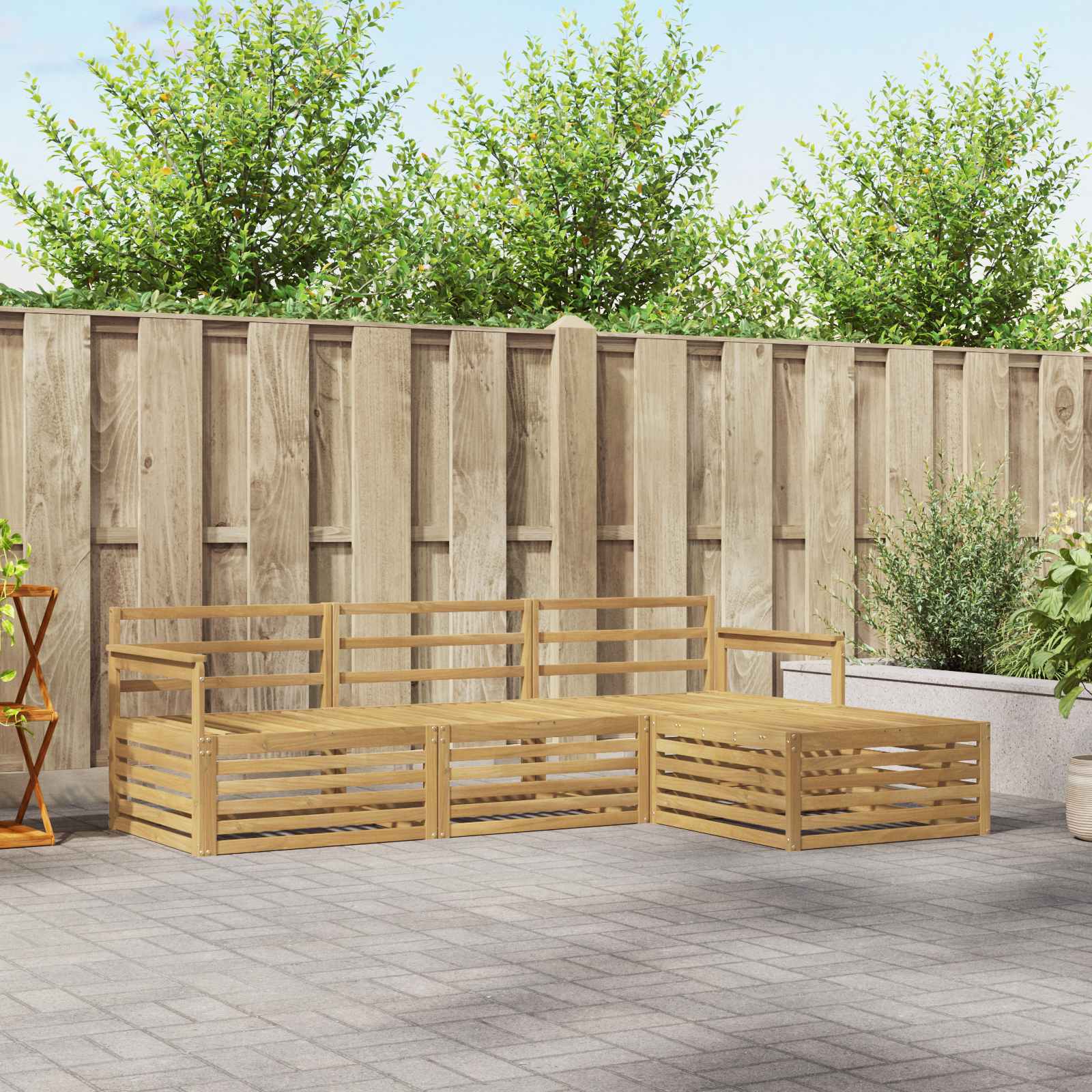 Conjunto de sofás de exterior 5 pcs Madera de Acacia Sólida