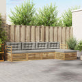 Conjunto de sofás de exterior 5 pcs Blanco y Gris Claro