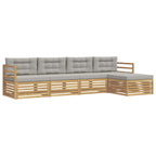Conjunto de sofás de exterior 5 pcs Blanco y Gris Claro
