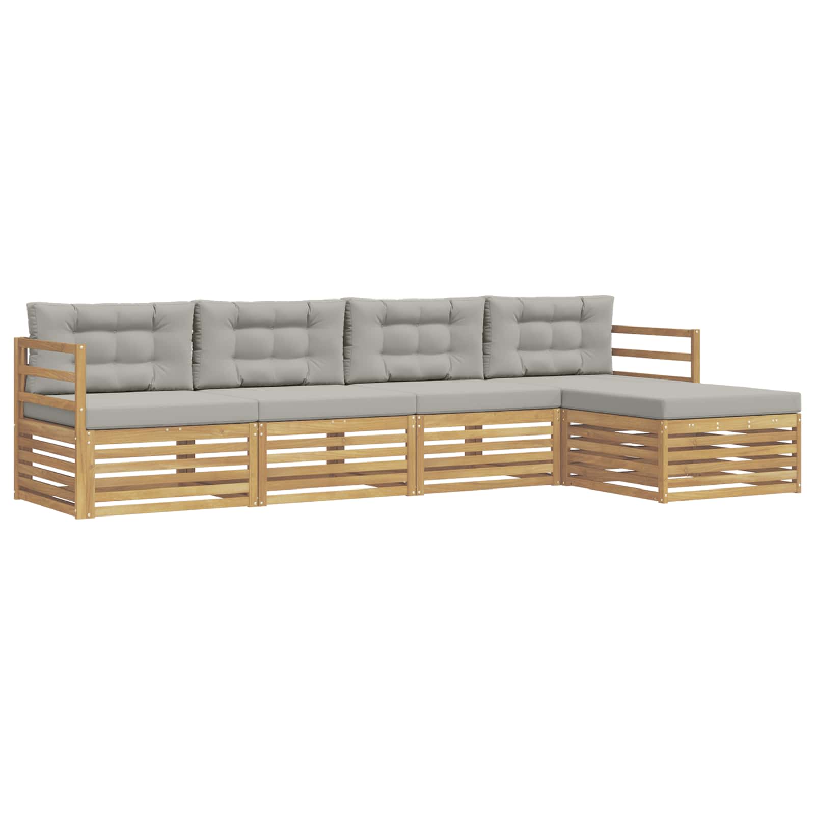 Conjunto de sofás de exterior 5 pcs Blanco y Gris Claro