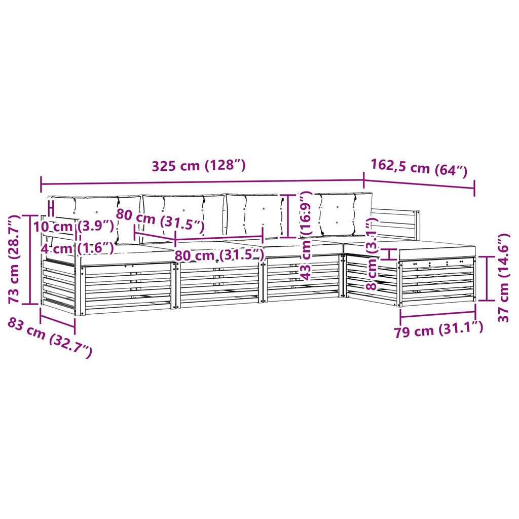 Conjunto de sofás de exterior 5 pcs Blanco y Antracita