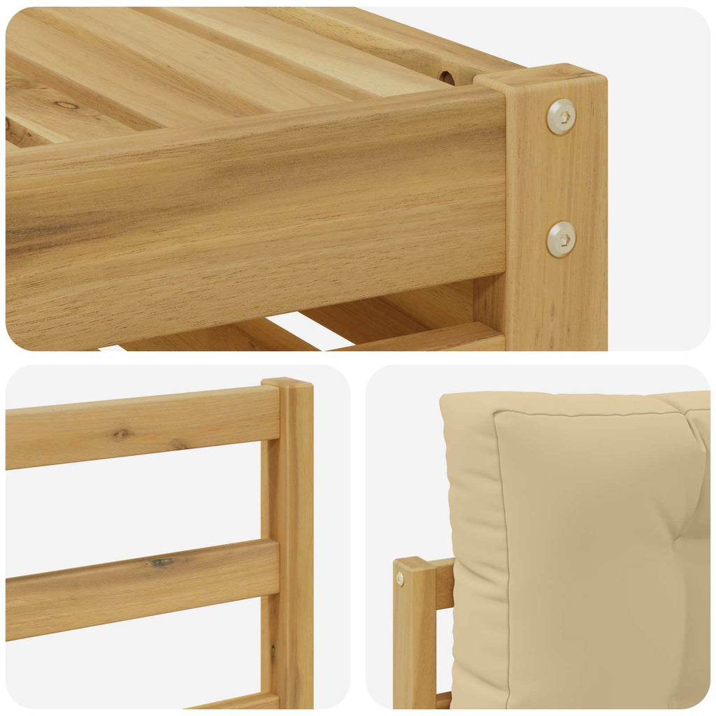 Conjunto de sofás de exterior con cojín 5 pcs y Beige Poliéster