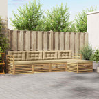 Conjunto de sofás de exterior con cojín 5 pcs y Beige Poliéster