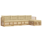 Conjunto de sofás de exterior con cojín 5 pcs y Beige Poliéster