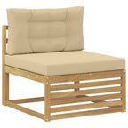 Conjunto de sofás de exterior con cojín 5 pcs y Beige Poliéster