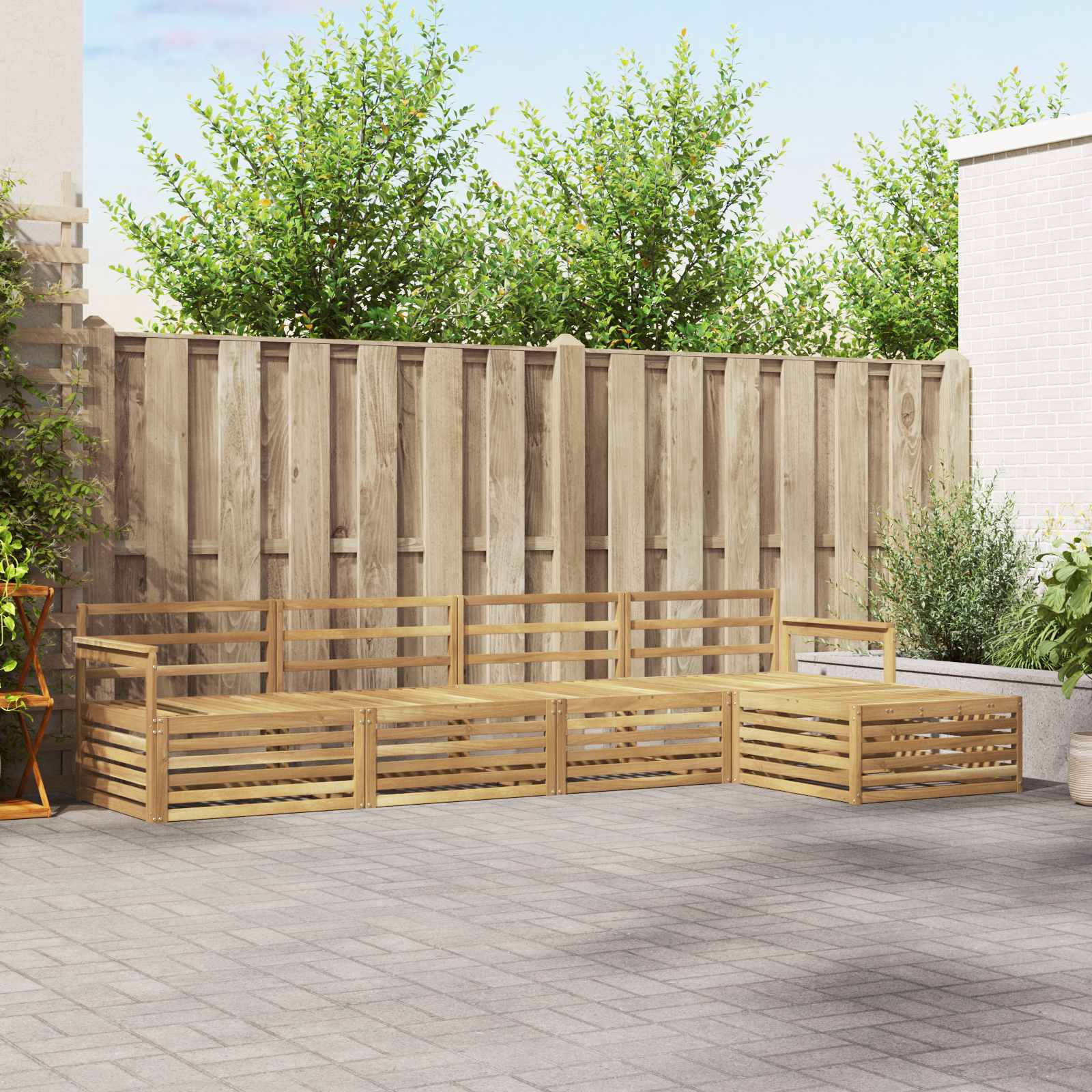 Conjunto de sofás de exterior 5 pcs Blanco