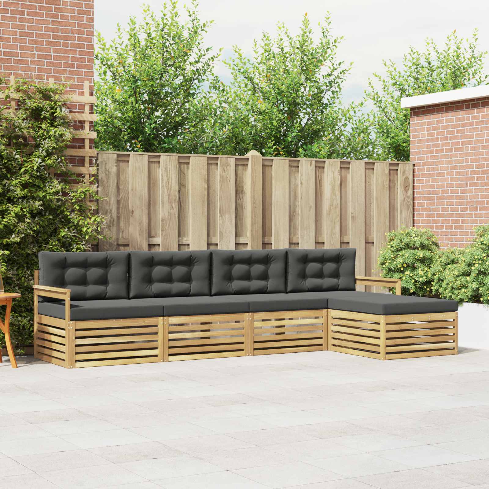 Conjunto de sofás de exterior 5 pcs Blanco y Antracita