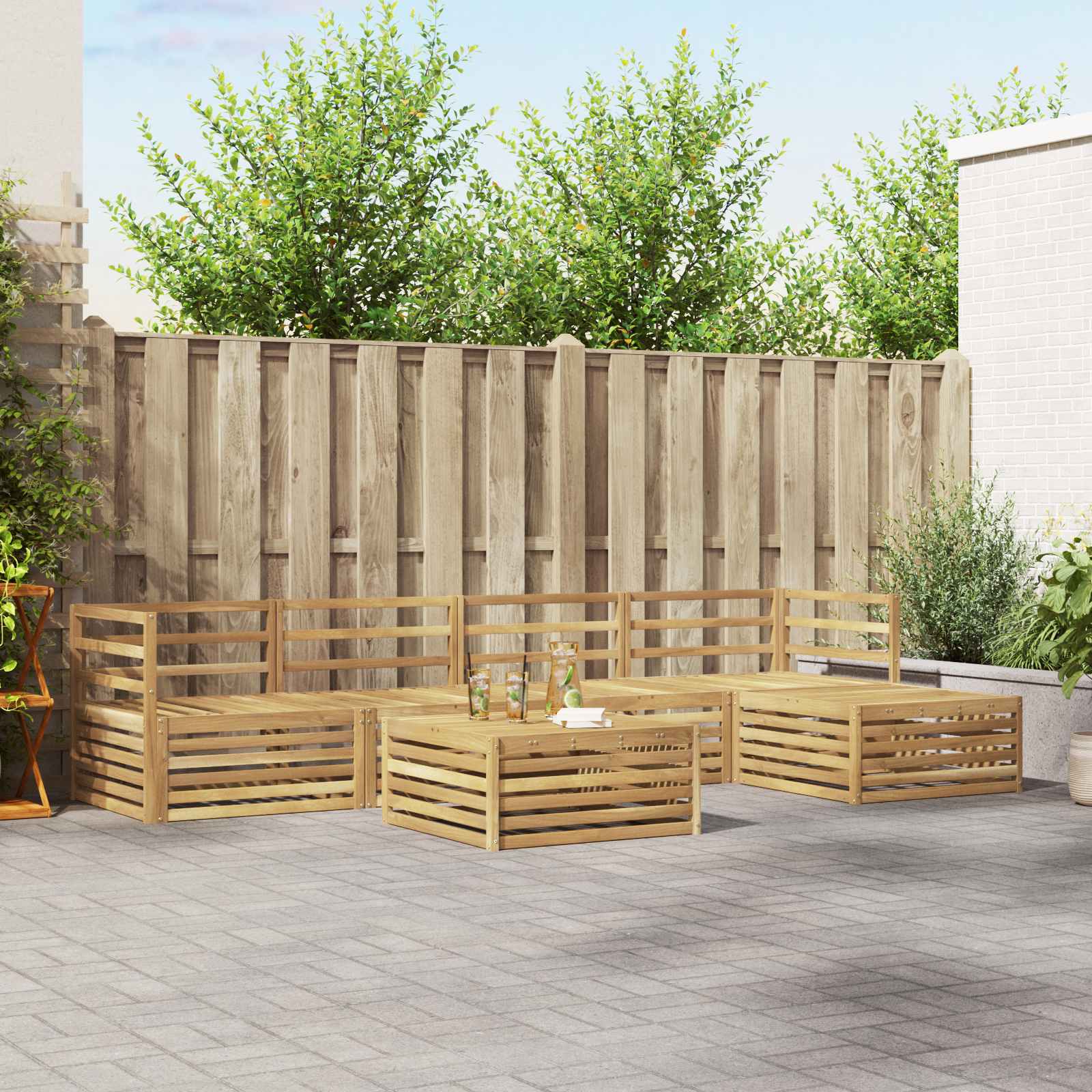 Conjunto de sofás de exterior 6 peças Branco 79 x 79 x 37 cm