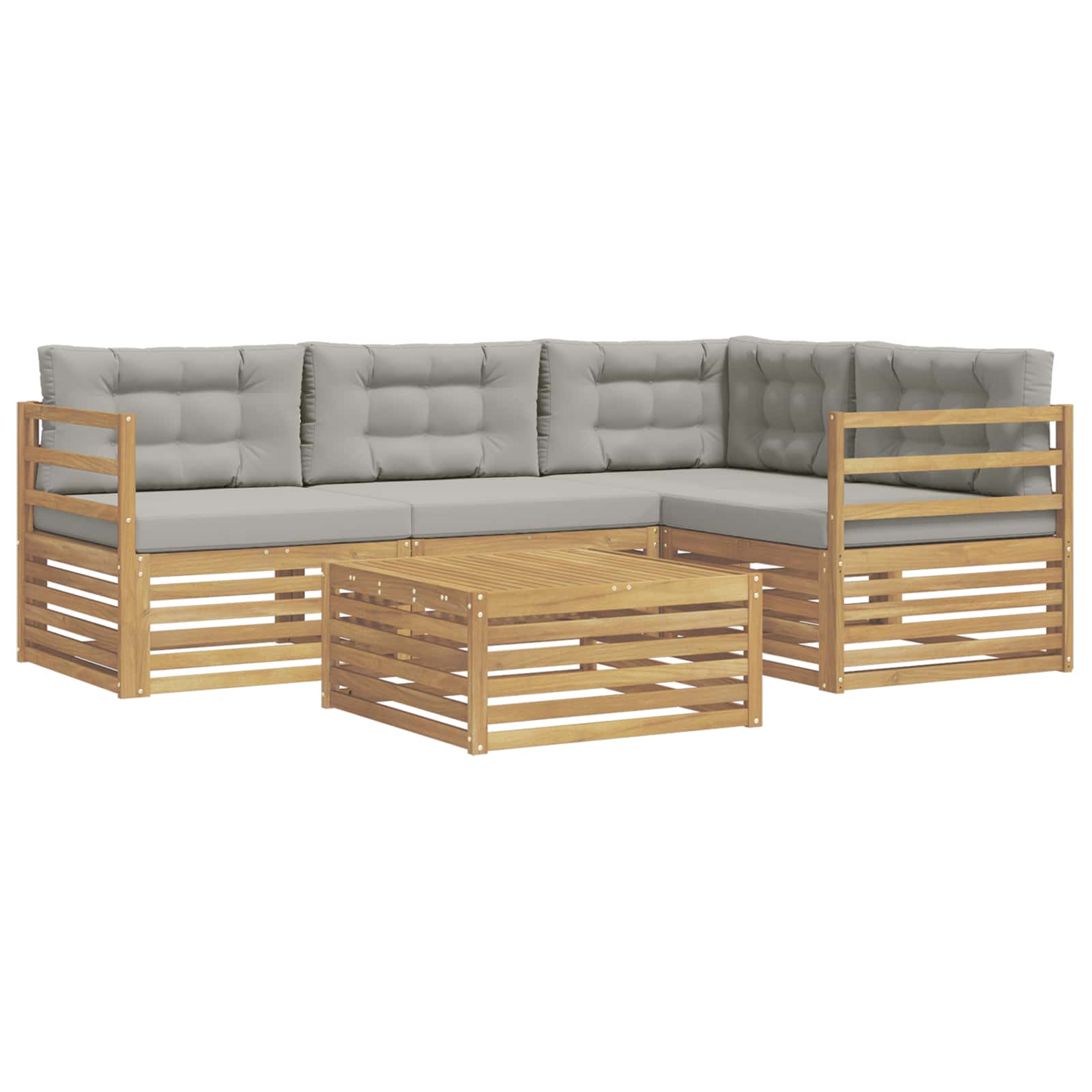 Conjunto de sofás de exterior 5 pcs Blanco y Gris Claro