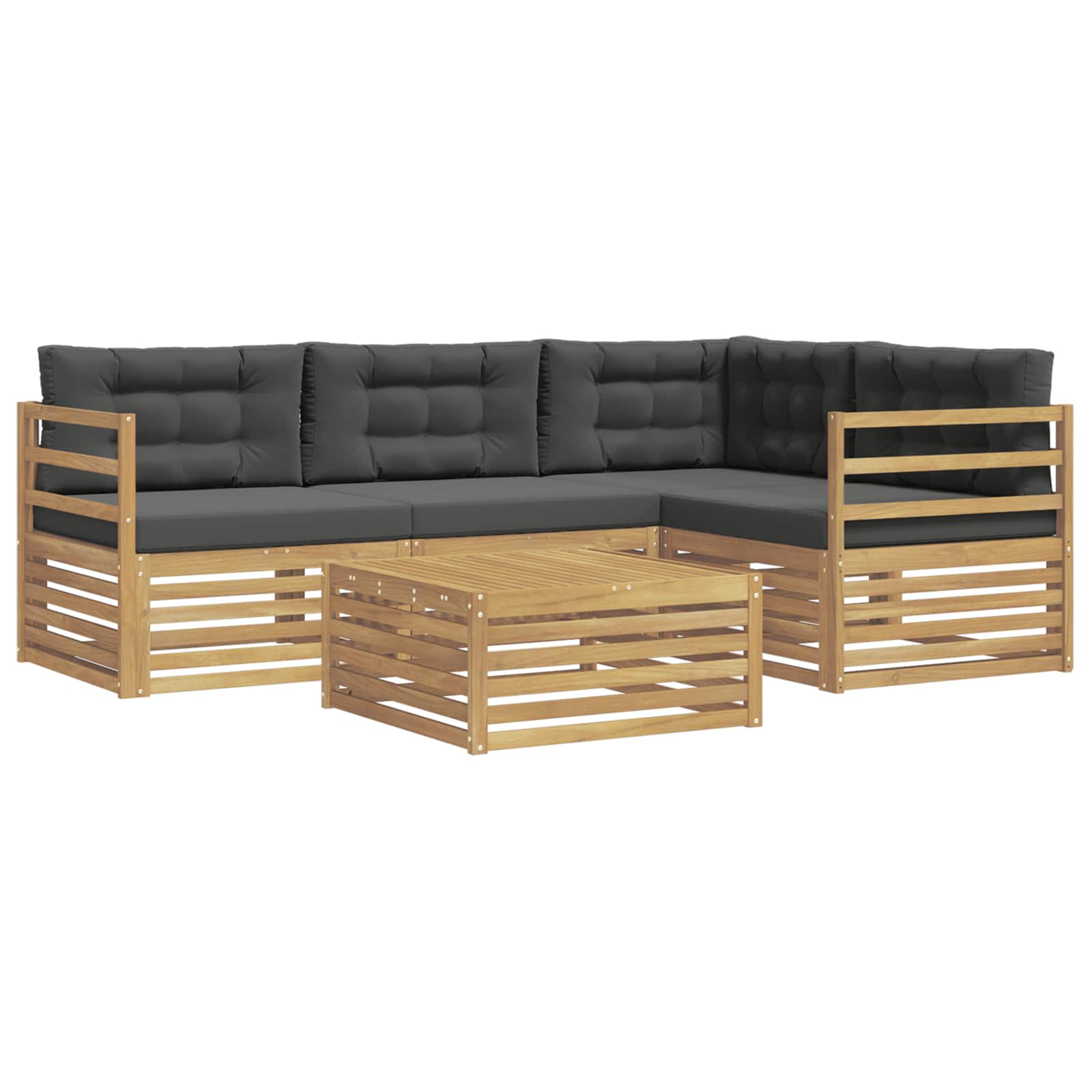 Conjunto de sofás de exterior con cojín 5 pcs