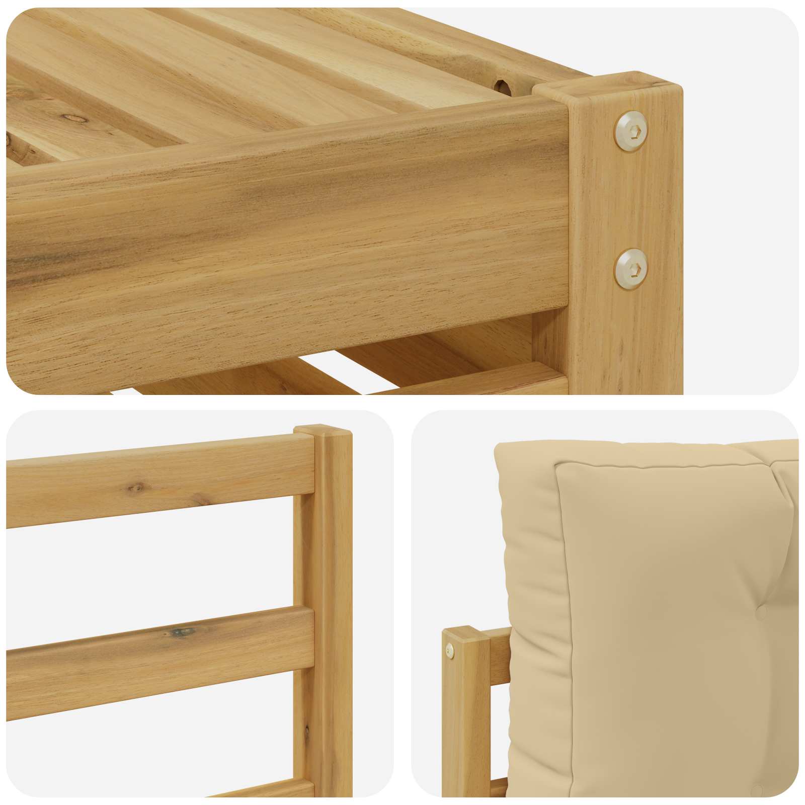 Conjunto de sofás de exterior con cojín 5 pcs y Beige Poliéster
