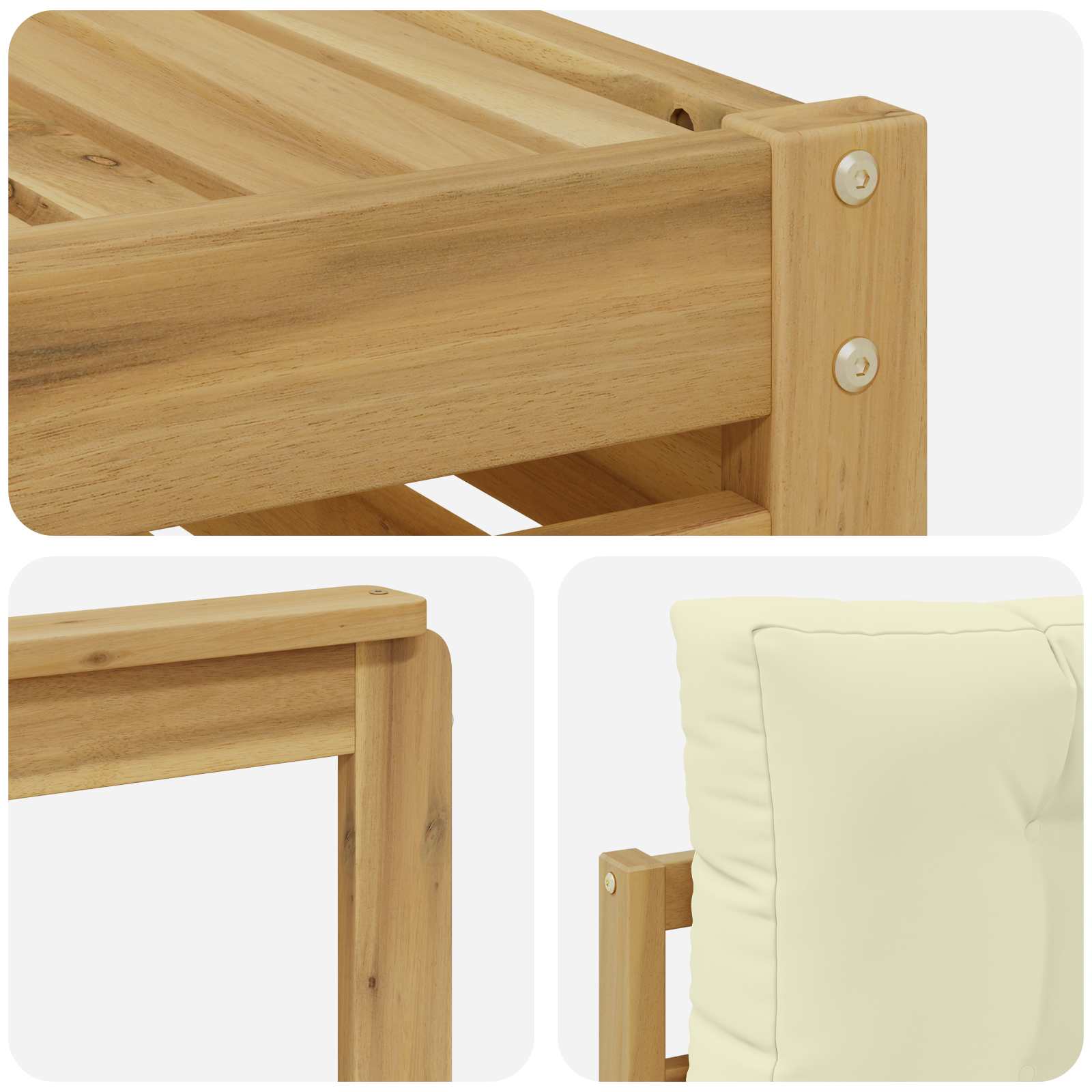 Conjunto de sofás de exterior 6 pcs Blanco y Crema Poliéster