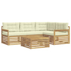Conjunto de sofás de exterior 6 pcs Blanco y Crema Poliéster