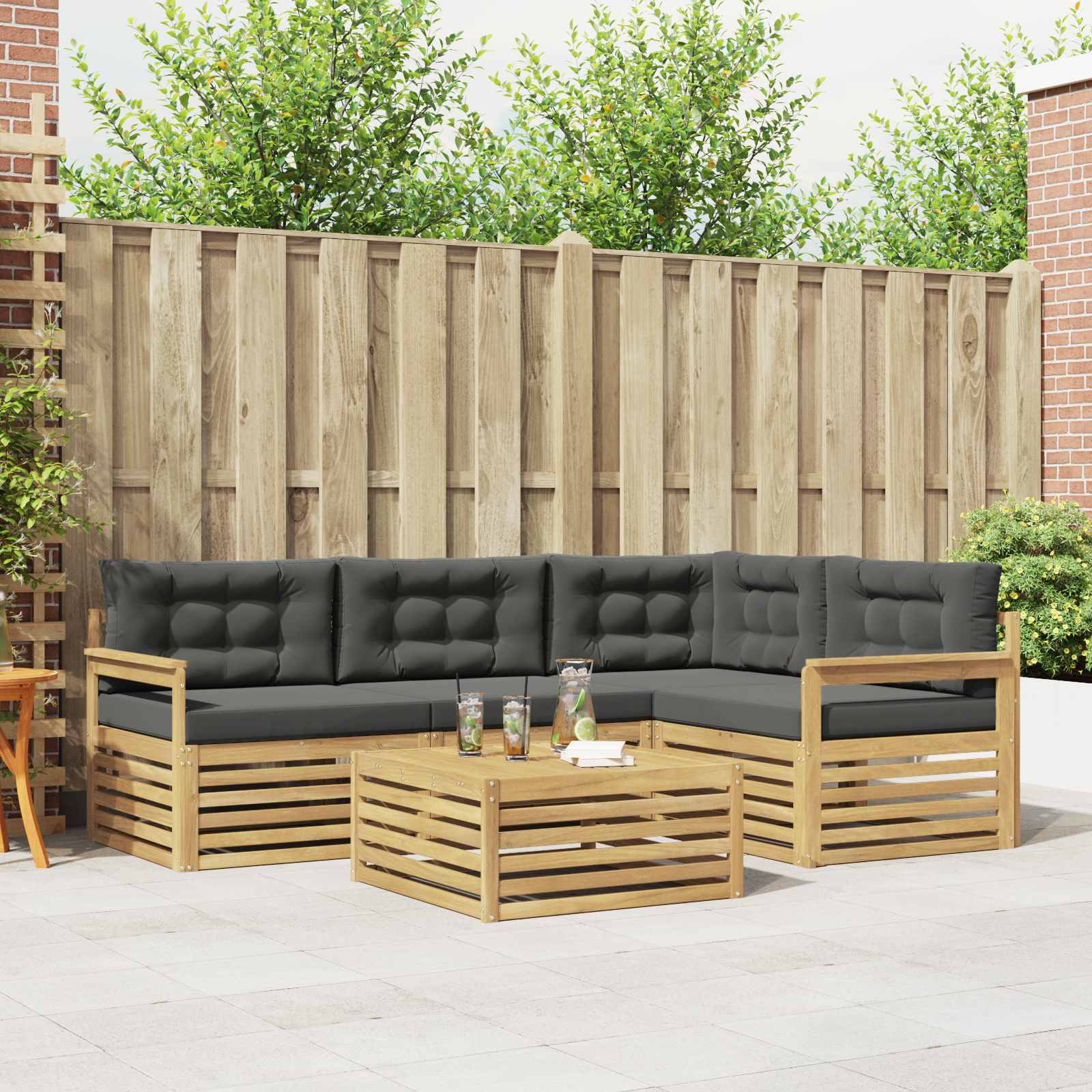 Conjunto de sofás de exterior 6 pcs Blanco y Antracita