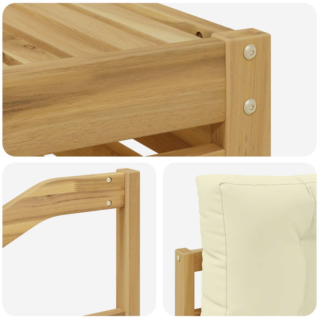 Conjunto de sofás de exterior 5 pcs Blanco y Crema Poliéster