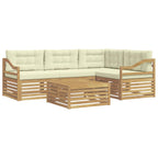 Conjunto de sofás de exterior 5 pcs Blanco y Crema Poliéster