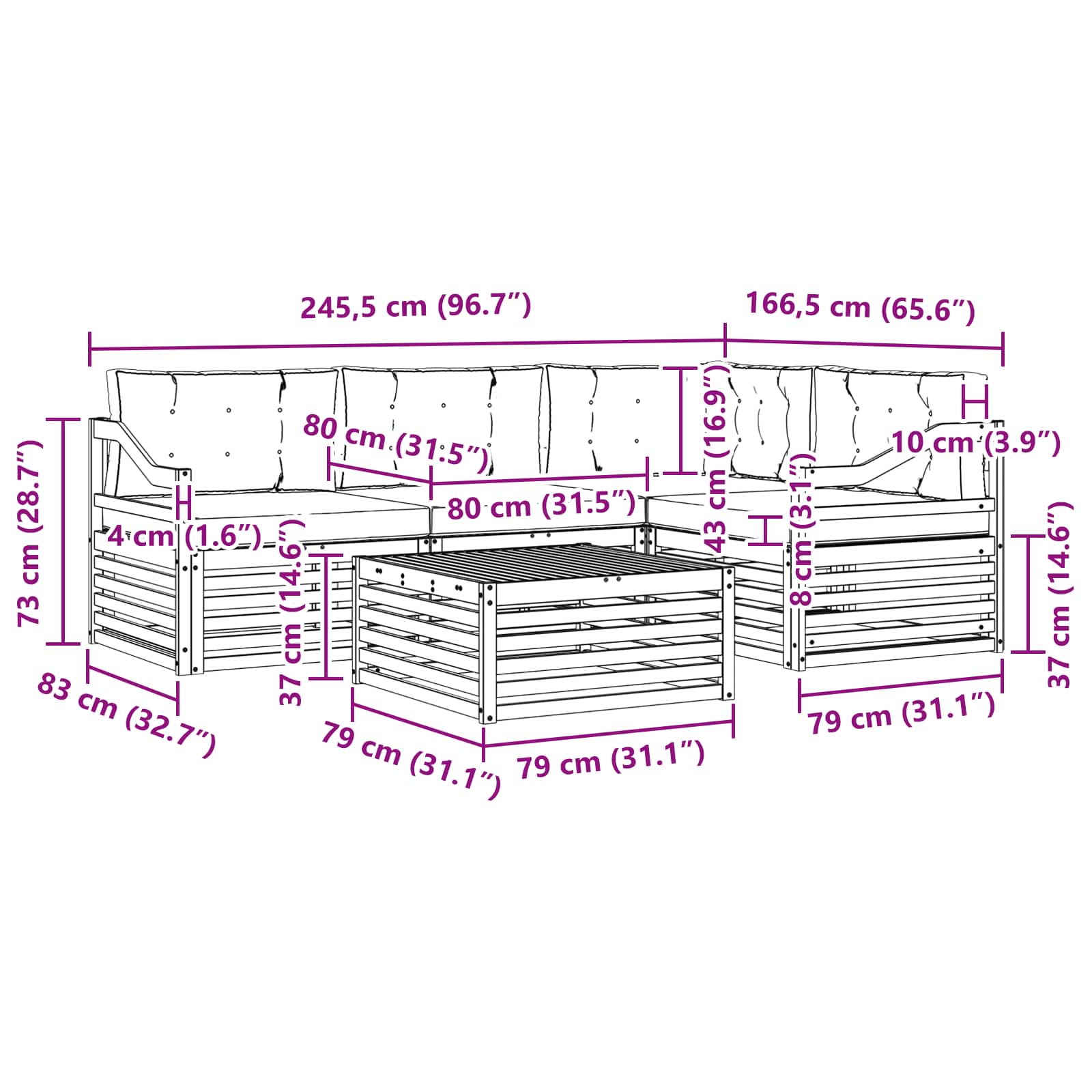Conjunto de sofás de exterior 5 pcs Blanco y Antracita