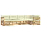 Conjunto de sofás de exterior 5 pcs Blanco y Crema Poliéster