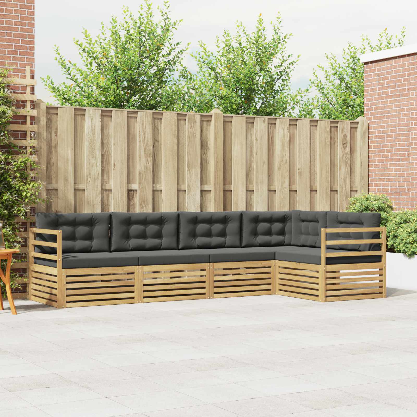 Conjunto de sofás de exterior 5 pcs Blanco y Antracita