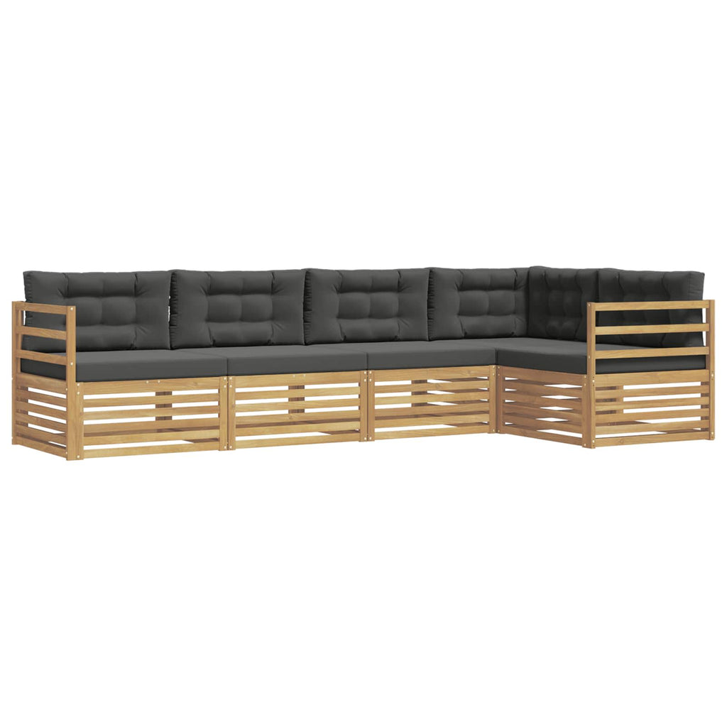 Conjunto de sofás de exterior 5 pcs Blanco y Antracita