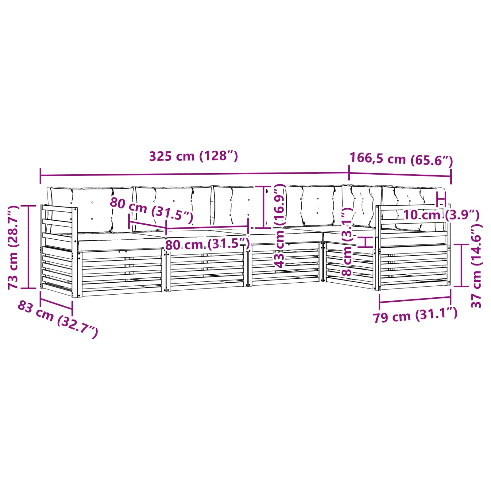 Conjunto de sofás de exterior 5 pcs Blanco y Antracita