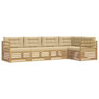 Conjunto de sofás de exterior con cojín 5 pcs y Beige Poliéster
