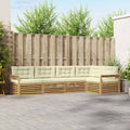Conjunto de sofás de exterior 6 pcs Blanco y Crema Poliéster