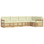 Conjunto de sofás de exterior 6 pcs Blanco y Crema Poliéster