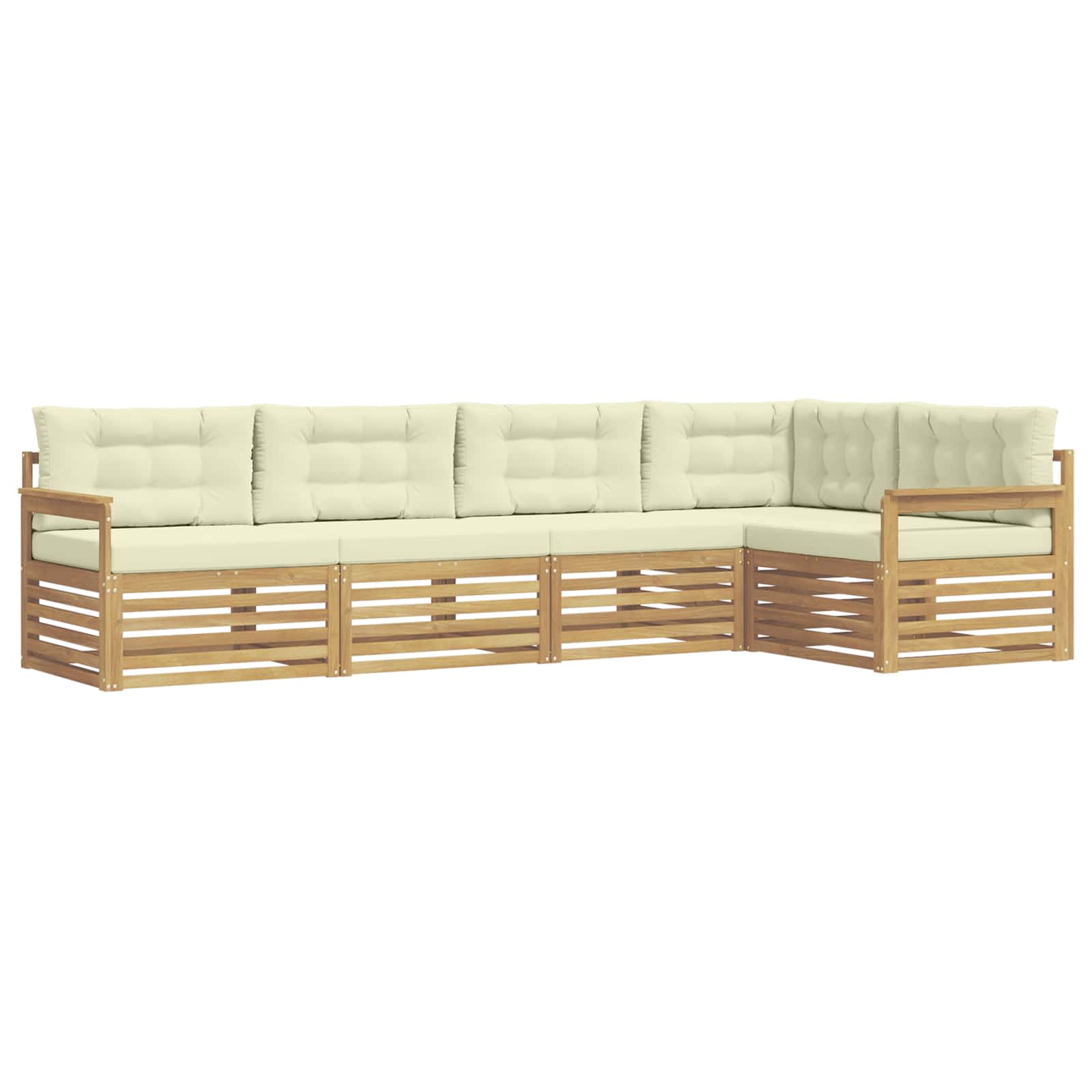 Conjunto de sofás de exterior 6 pcs Blanco y Crema Poliéster