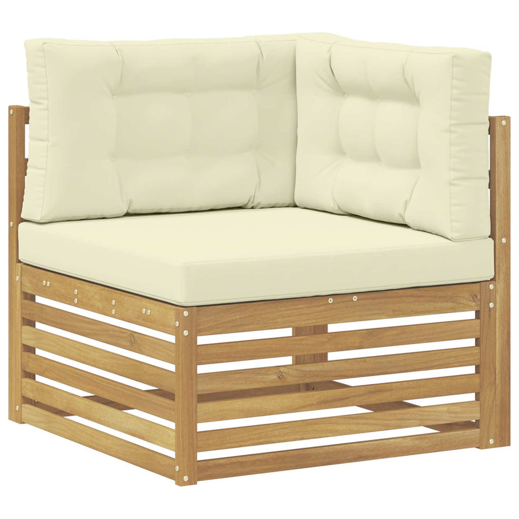 Conjunto de sofás de exterior 6 pcs Blanco y Crema Poliéster