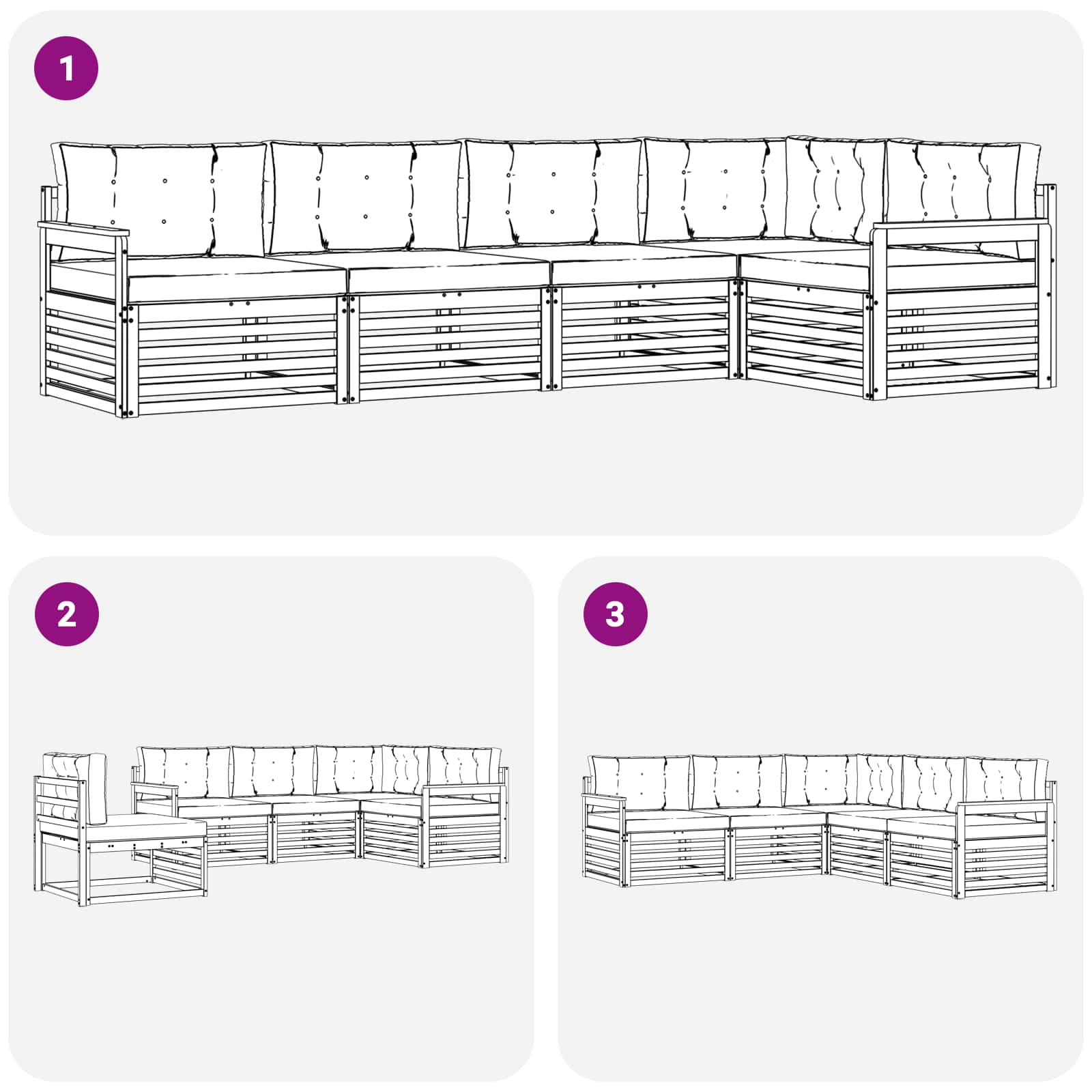 Conjunto de sofás de exterior 6 pcs Blanco y Crema Poliéster