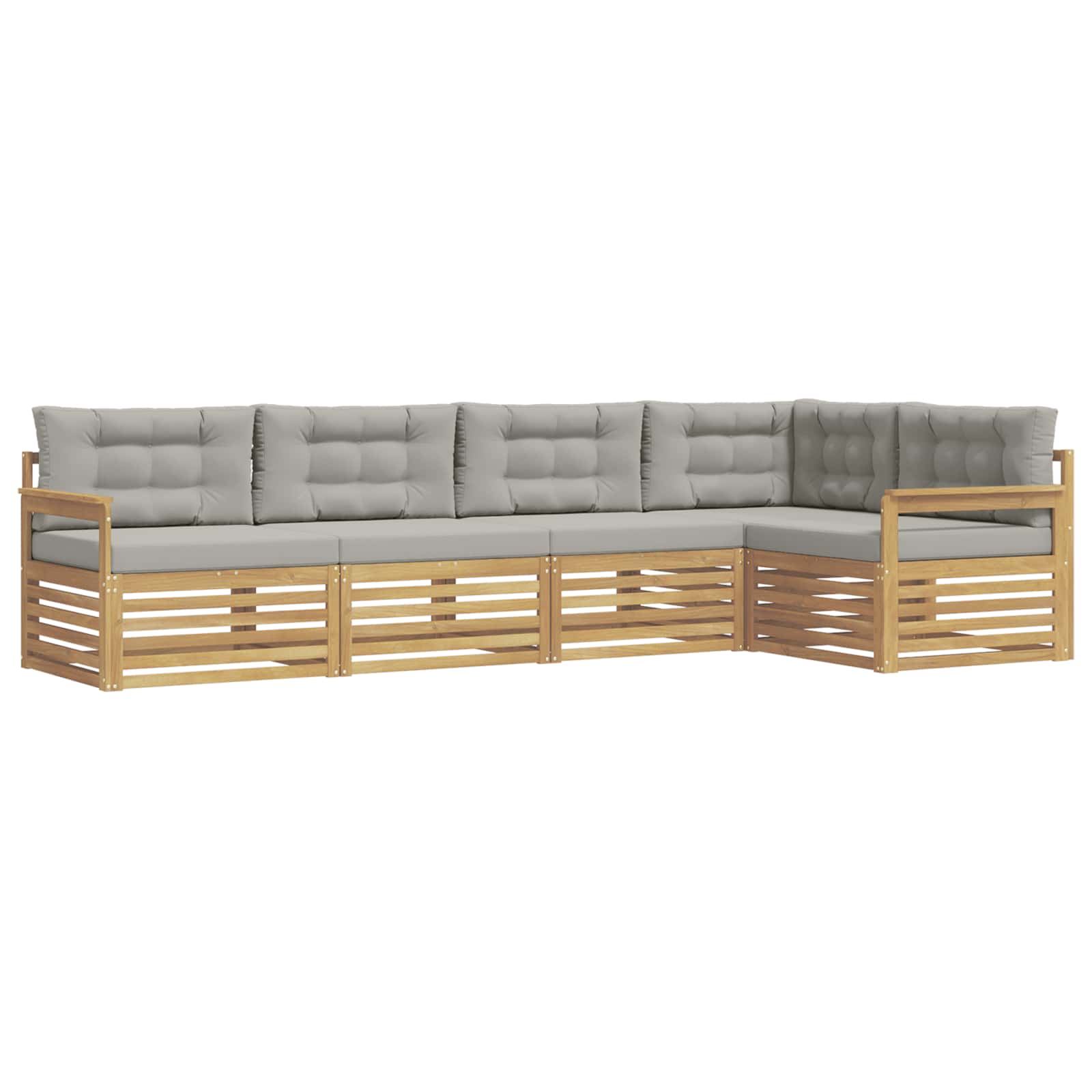 Conjunto de sofás de exterior 6 pcs Blanco y Gris Claro