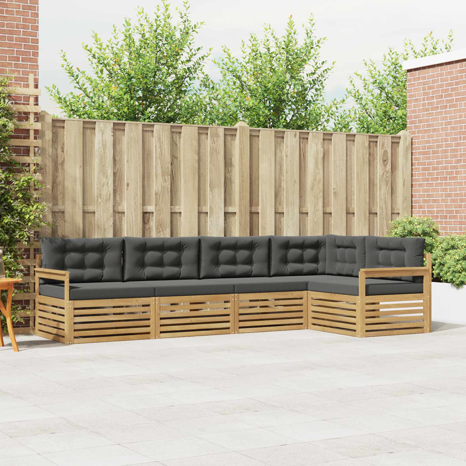 Conjunto de sofás de exterior 6 pcs Blanco y Antracita